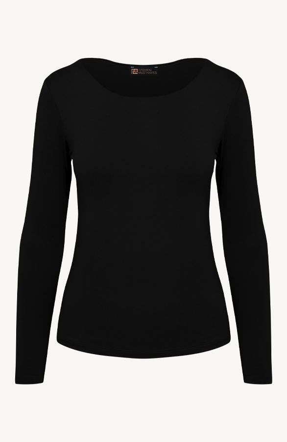 Essence Long Sleeve Round Neck Black