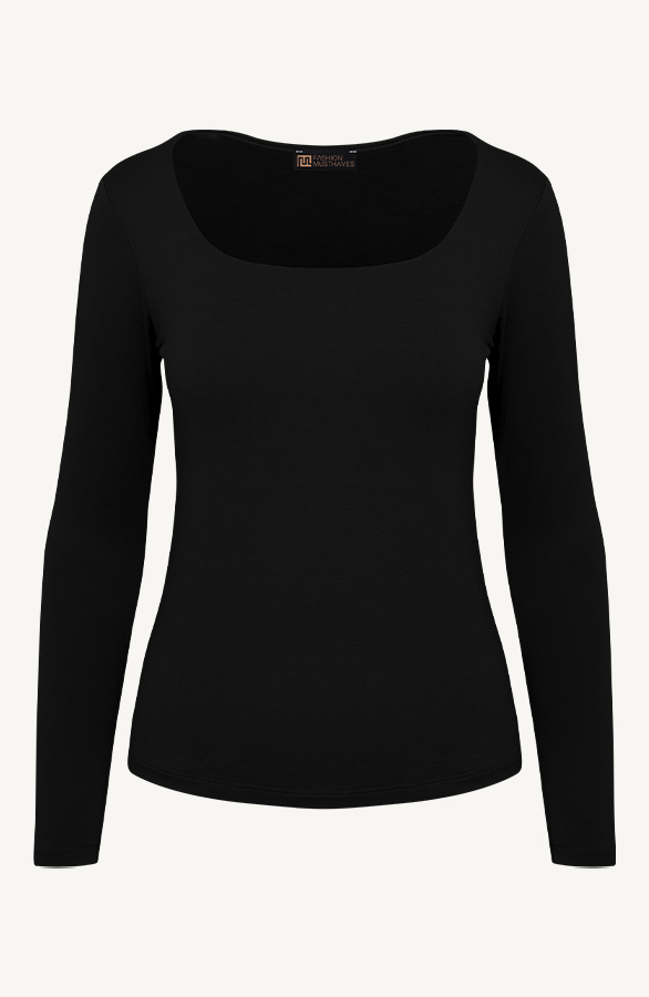 Essence Long Sleeve Square Neck Black