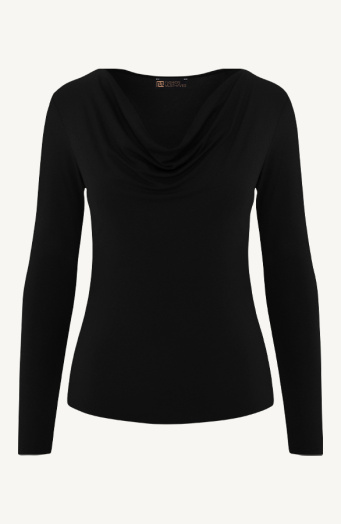 Essence Long Sleeve Waterval Top Zwart