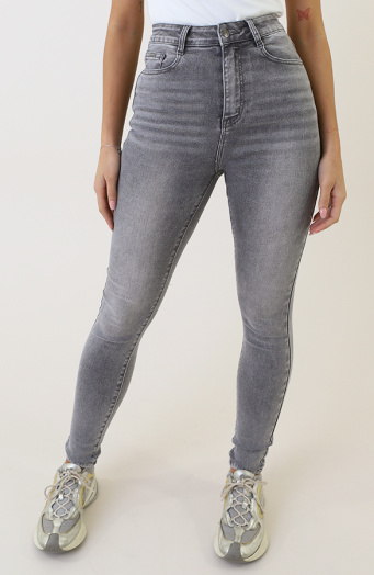 High Waist Stretch Skinny Jeans Grey FMH