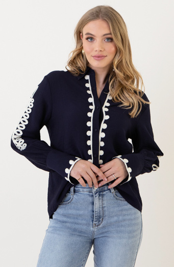 Oversized Embroidery Blouse Marine