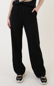 The Musthaves Scuba Wide Leg Pantalon Zwart