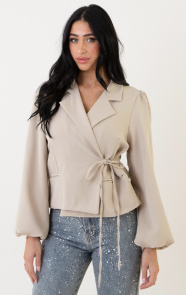 The Musthaves Wrap Blazer Puff Long Sleeve Beige