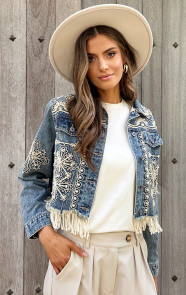 The Musthaves Bohemian Print Denim Jacket