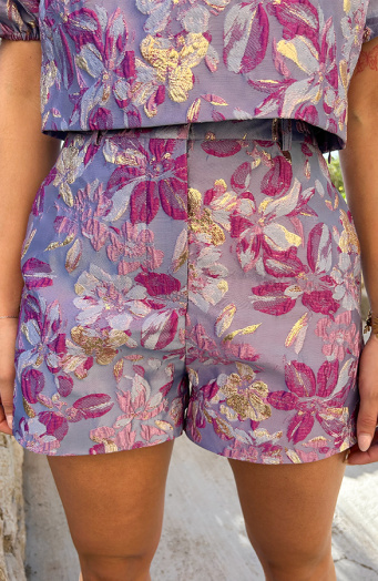 Jacquard Flower Short Lila