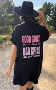 The Musthaves Loosefit Tee Dress Good Girls Zwart
