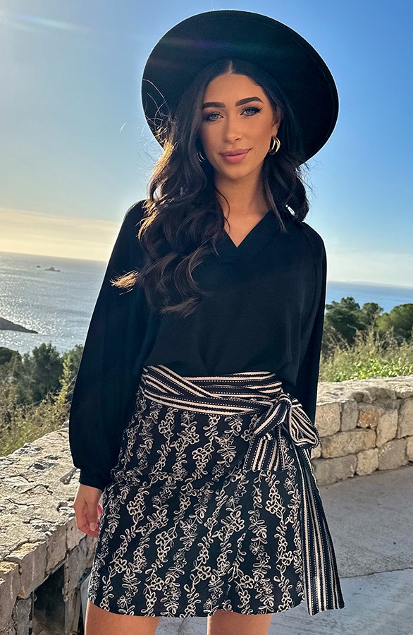 V-Hals Blouse Rome Zwart