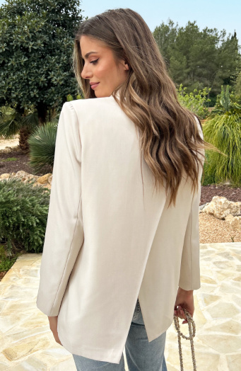 Oversized Open Back Blazer Beige