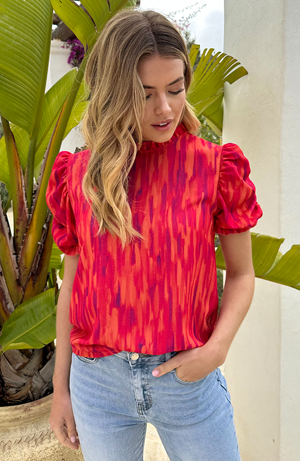 Ruffle Col Top On Fire