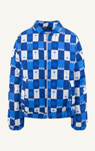 The Musthaves Bomber Jacket Classic Print Kobalt