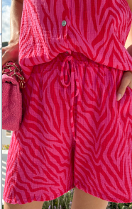 The Musthaves Mousseline Zebra Print Short Roze