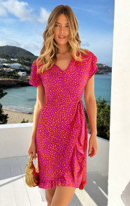 The Musthaves Wikkel Jurk Leopard Paars Oranje