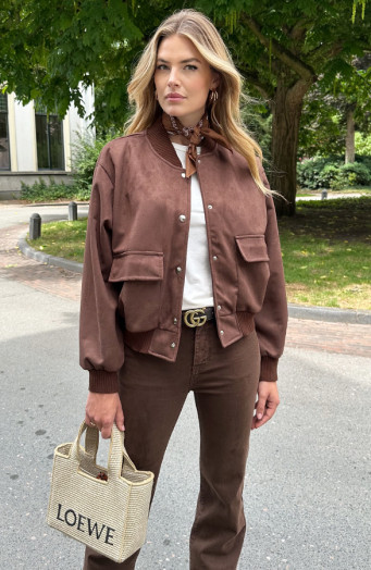 Suede Soft Bomber Jacket Choco