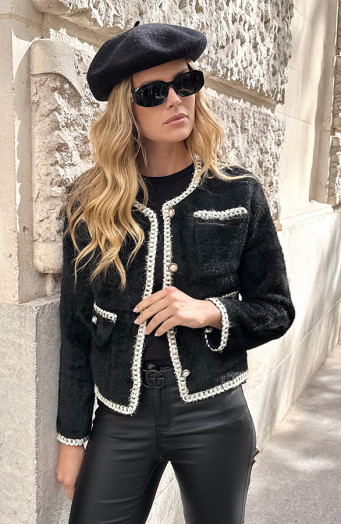 Chique Soft Button Jacket Zwart