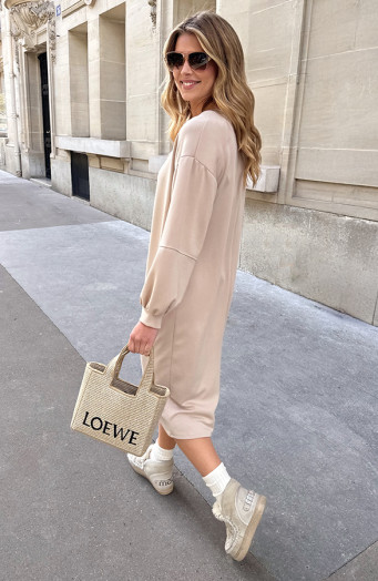 Comfy Oversized Sweater Dress Beige