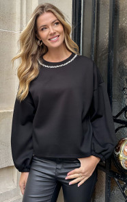 The Musthaves Oversized Strass Sweater Zwart