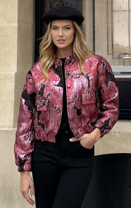 The Musthaves Lurex Jacquard Bomber Jacket Roze