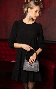 The Musthaves Lurex Ruffle Jurk Zwart