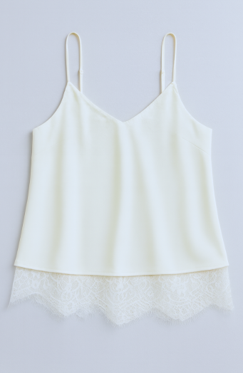 Satin Lace Top Ecru