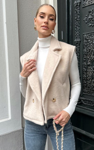 The Musthaves Soft Oversized Button Gilet Beige