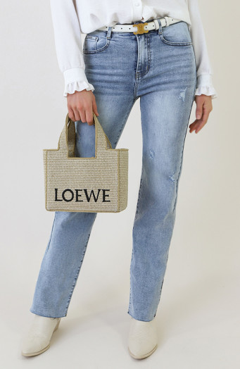 Damaged Wide Leg Jeans Mid Blue Stretch FMH