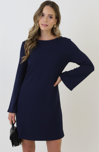 Longsleeve Jurk Open Rug Marine