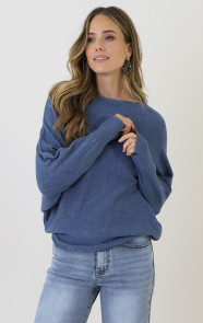 The Musthaves Oversized Soft Trui Jeans Blauw