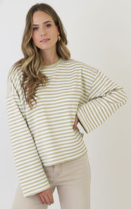 The Musthaves Oversized Strepen Top Katoen Beige Off White