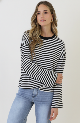 Oversized-Strepen-Top-Katoen-Black-Off-White-1