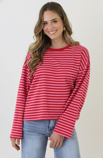 Oversized-Strepen-Top-Katoen-Fuchsia-Roze-9