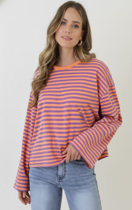 The Musthaves Oversized Strepen Top Katoen Lila Orange