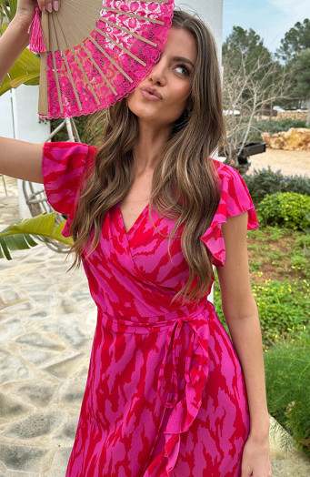 Midi-Wikkel-Jurk-Zebra-Fuchsia-4
