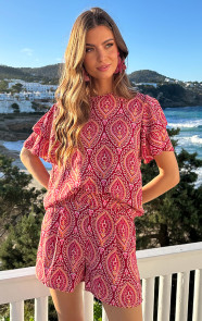 The Musthaves Mila Ruffle Top Print Rosso