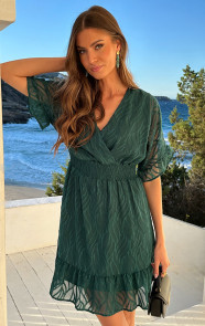 The Musthaves Noa Premium Ruffle Jurk Smaragd