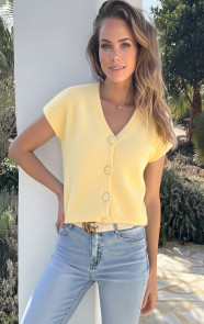The Musthaves Cardigan Short Sleeve Butter Yellow