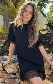 The Musthaves Lace T-shirt Dress Black