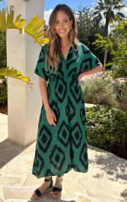 The Musthaves Maxi Dress Oversized Print Smaragd