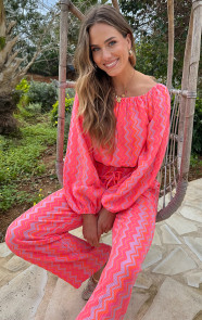 The Musthaves Mousseline Off Shoulder Top Neon Fuchsia