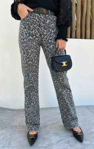 The Musthaves Wide Leg Jeans Leopard Grey Stretch FMH