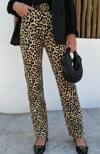 Wide Leg Jeans Leopard Stretch FMH