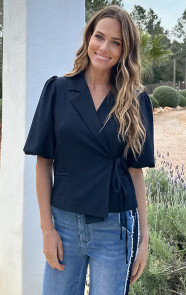 The Musthaves Wrap Blazer Puff Short Sleeve Navy