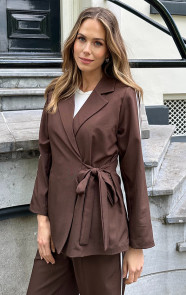 The Musthaves Classic Wrap Blazer Met Bies Choco