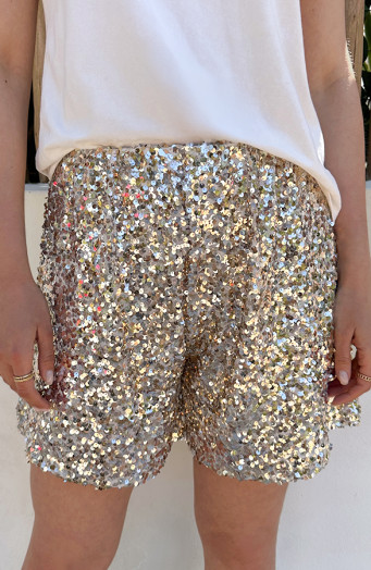 Pailletten Loose Fit Short Goud