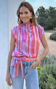 The Musthaves Satin Wrap Top Sunset