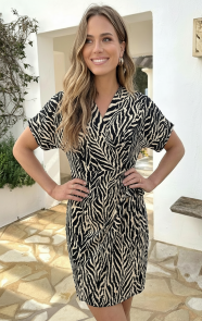 The Musthaves Wrap Jurk Zebra Beige