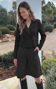 The Musthaves Cropped Double Breasted Blazer Zwart