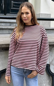 The Musthaves Oversized Strepen Top Katoen Choco Roze