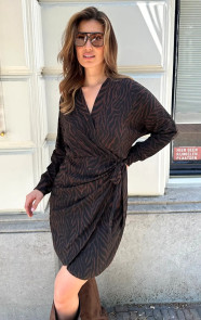 The Musthaves Wrap Jurk Zebra Longsleeve Choco