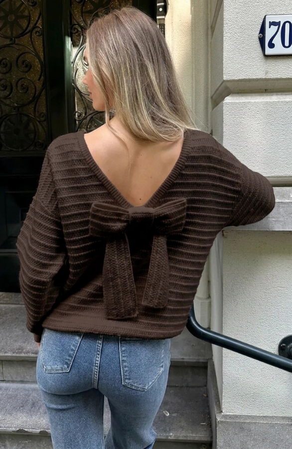 Limited Sweater Back Bow Choco