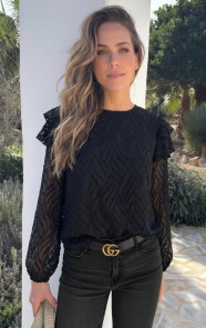 The Musthaves Noa Ruffle Blouse Zwart